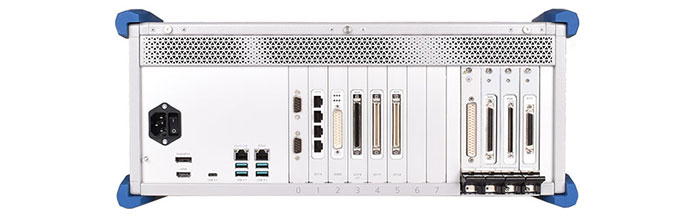 Rear I/O access, eleven I/O slots, whereas four for PXI form factor I/O modules (item IDs 109301 with 109342 and 109351 options)